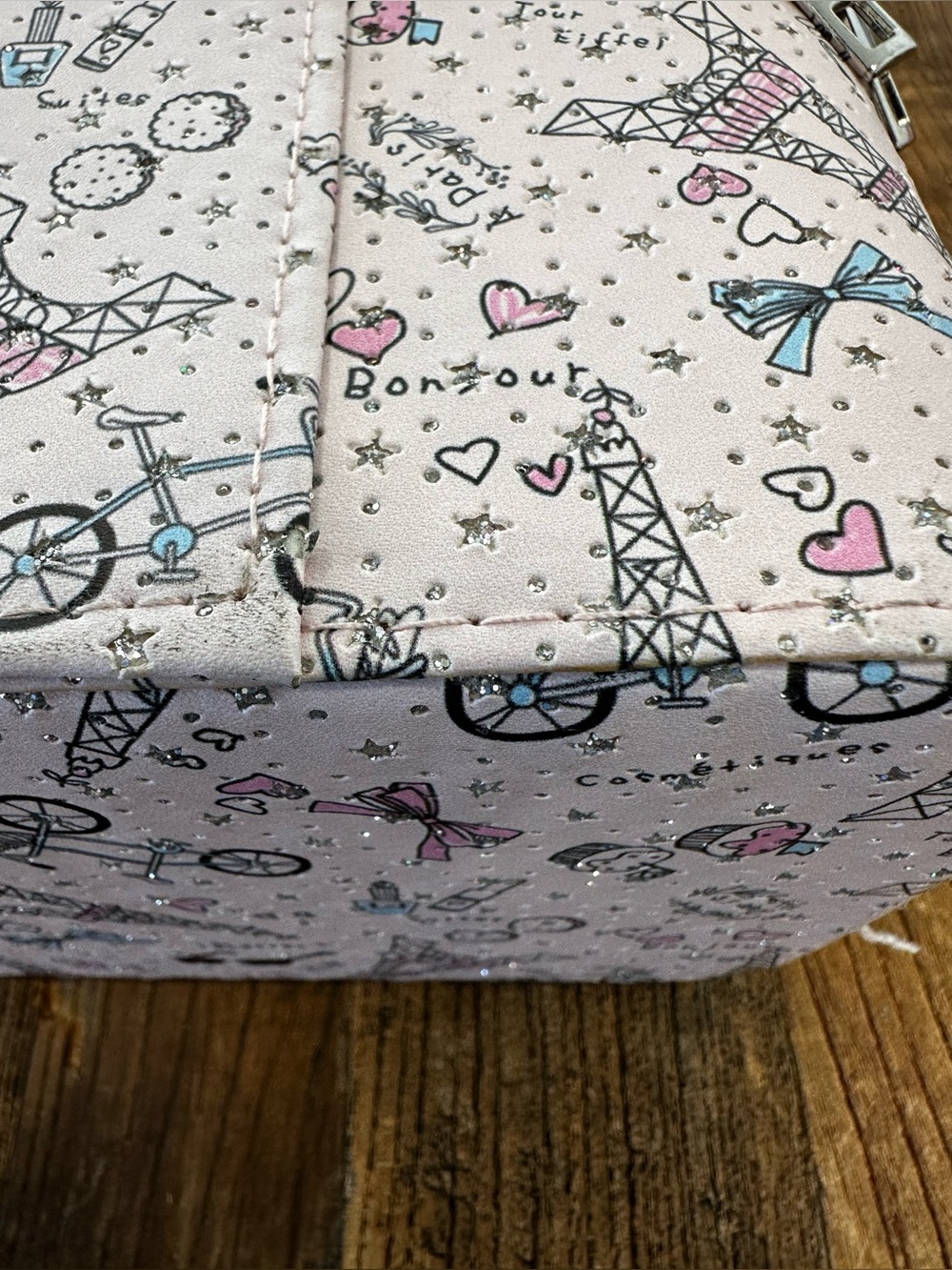 Kids Pink Eiffel Tower Print Travel Cosmetic Case - Picture 6 of 10